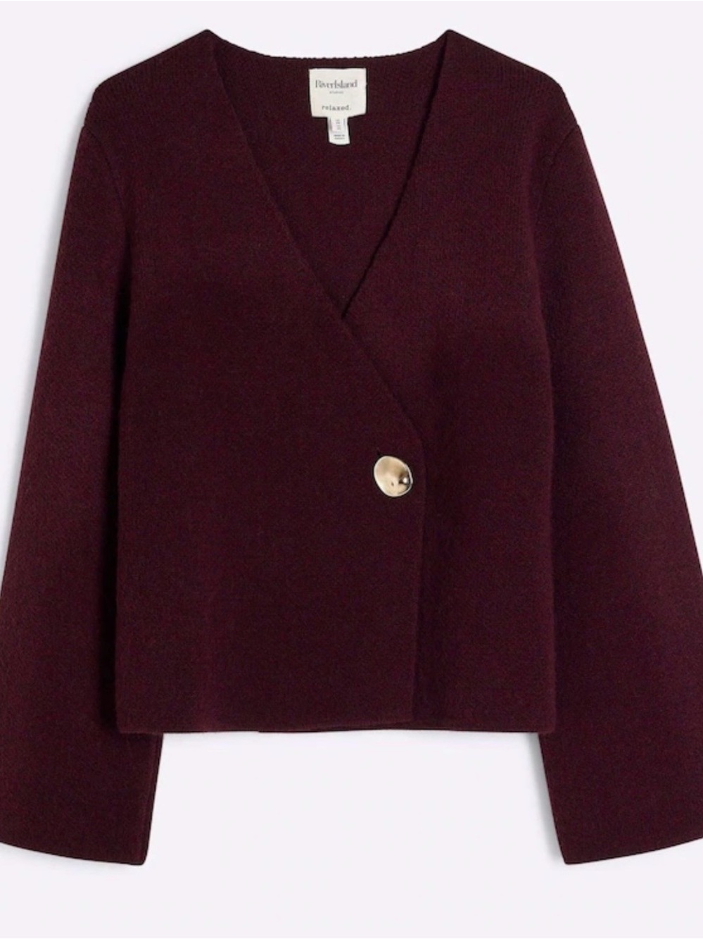 River Island BeigeV-Neck Single-Button Cardigan
